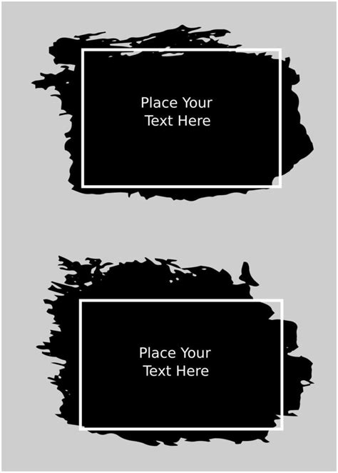 Grunge Backgrounds Set Brush Black Paint Ink Stroke Over Square Frame