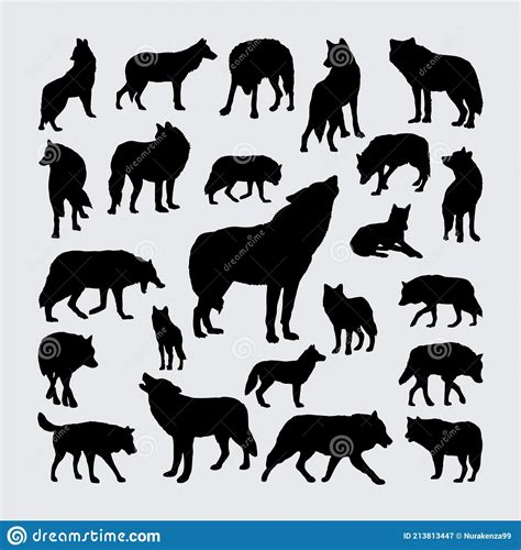 Wolf Silhouette A Set Of Wolf Silhouettes Stock Vector Illustration