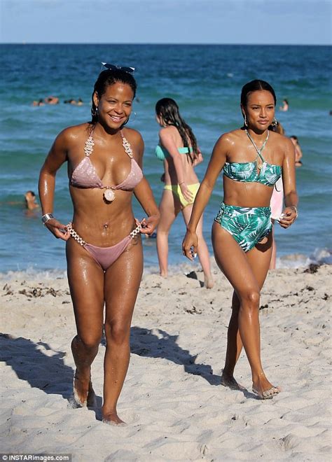 Christina Milian And Karrueche Tran Hit The Surf In Miami Daily Mail Online
