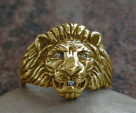 Solid Gold Lion Head Ring Simplattjp