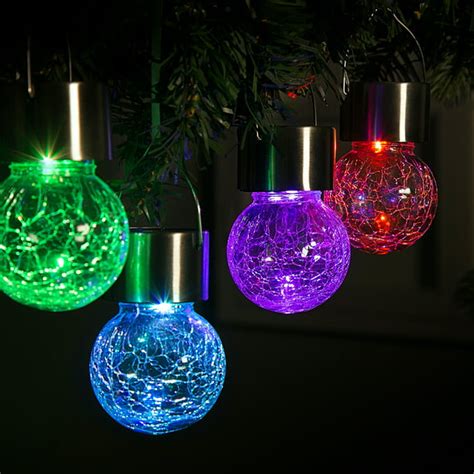 Gigalumi 8 Pack Hanging Solar Lightsmulti Color Changing Cracked Glass