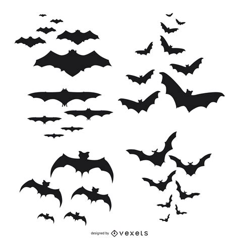 Bats Silhouettes Flying Set Vector Download