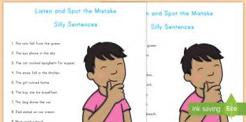 Listen And Spot The Mistake Silly Sentences Activity1 Listen