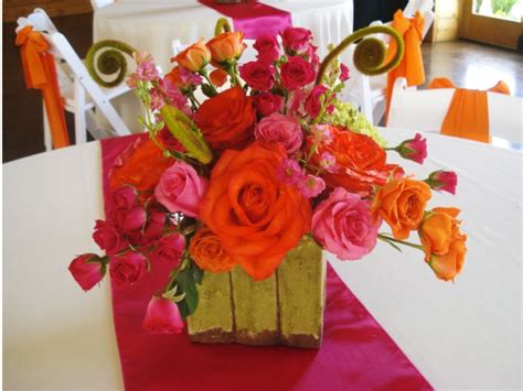 Hot Pinks And Orange Centerpieces By Tammy Orange Centerpieces Tammy