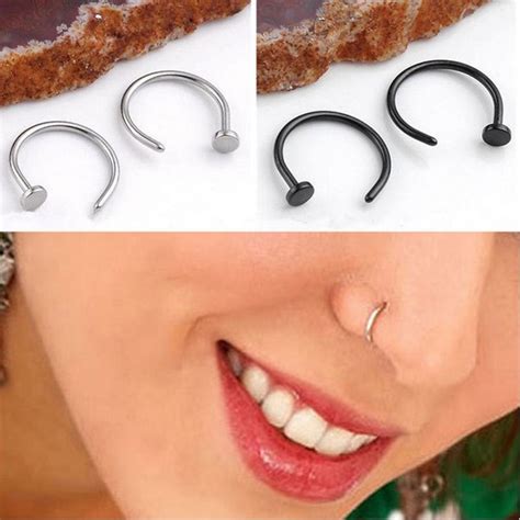 Fashion Piercing Jewelry 10pcslot Stainless Nose Hoop Nose Rings Clip