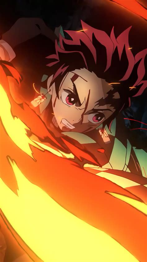 330233 Tanjiro Flaming Katana Kimetsu No Yaiba 4k Phone Hd