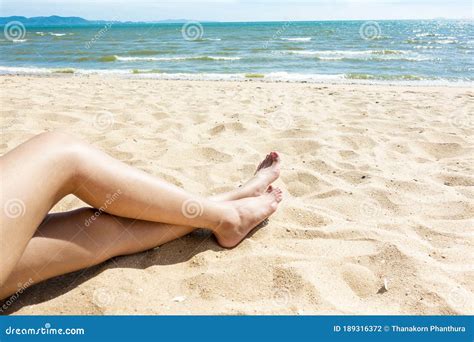Beautiful Woman Legs On The Beach Stock Photo Image Of Beautiful
