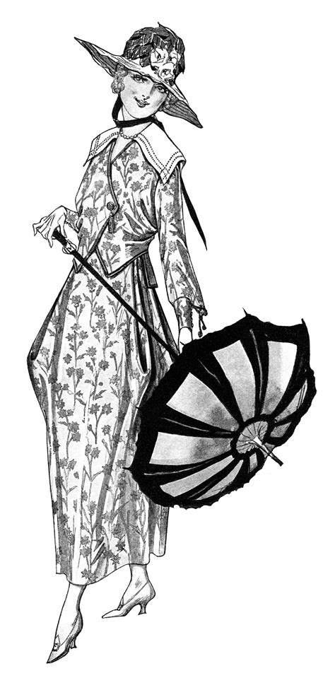 Vintage Fashion Model Clip Art Image 28098