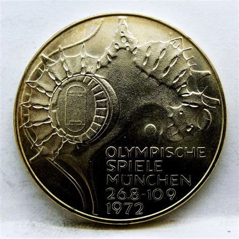 1972 F Unc Proof German Silver Olympic In Munich Ten Mark Stadium Pattern German Silver Ten