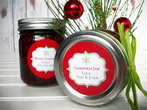 Custom Red Christmas Canning Labels Holiday Snowflake Stickers