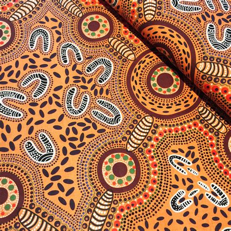 Aboriginal Art Fabric 5 Fat Quarter Bundle Orange By M And S Textiles
