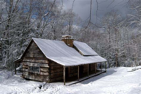 Noah Bud Ogle Cabin In The Winter Great Smoky Mountains National