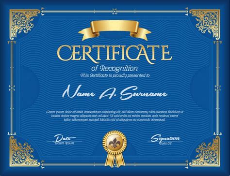 Blue Styles Certificate Template Vector Vector Cover Free Download