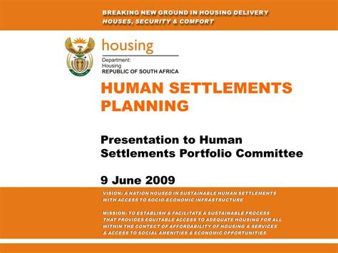 Ppt Human Settlements Planning Presentation To Human Settlements