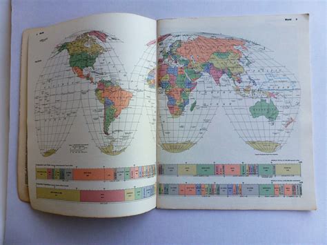 Vintage Rand Mcnally World Atlas With Gorgeous Pastel Map Photos By