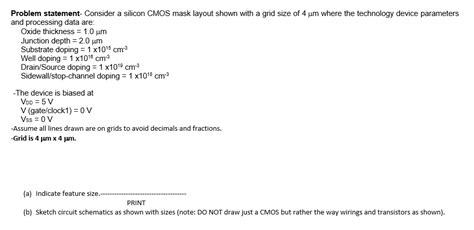 Solved Problem Statement Consider A Silicon Cmos Mask Chegg