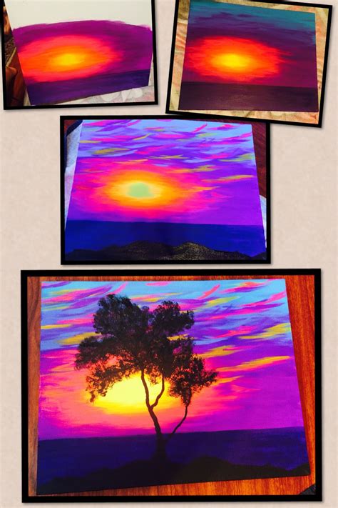 Sunset And Tree Easy Canvas Painting Night Painting Painting Art