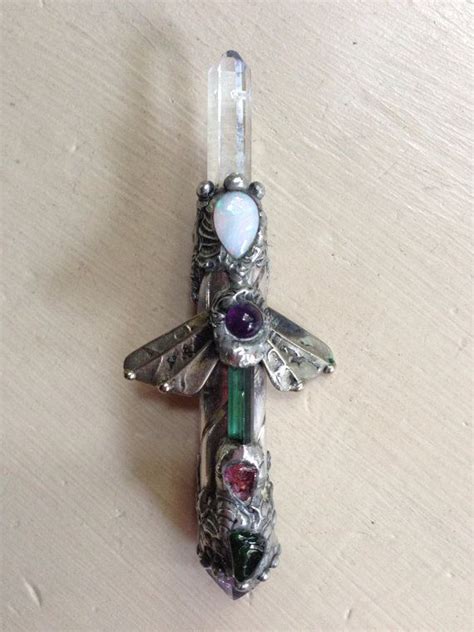 Vintage Crystal Amulet Opal Amethysts Wings Pendant Etsy Pendant