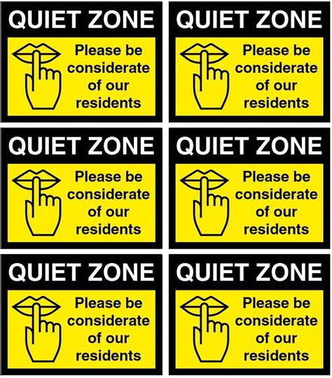 Pack Of 6 Quiet Zone Signs Please Be Considerate Of Our Residents Size