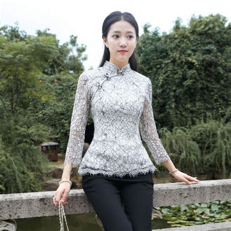 Beautiful Modern Lace Qipao Cheongsam Chinese Shirt