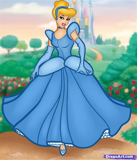 How To Draw Cinderella Step By Step Disney Princesses Cartoons Draw Cartoon Characters Free