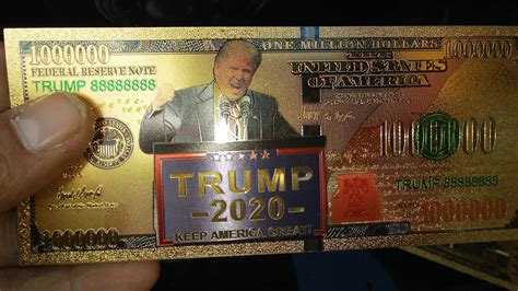 Authentic 24k Gold Trump 2020 1 000 000 Denomination Bank Notes W