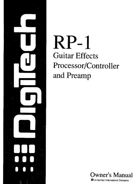 Digitech Rp 1 Owners Manual Pdf Download Manualslib