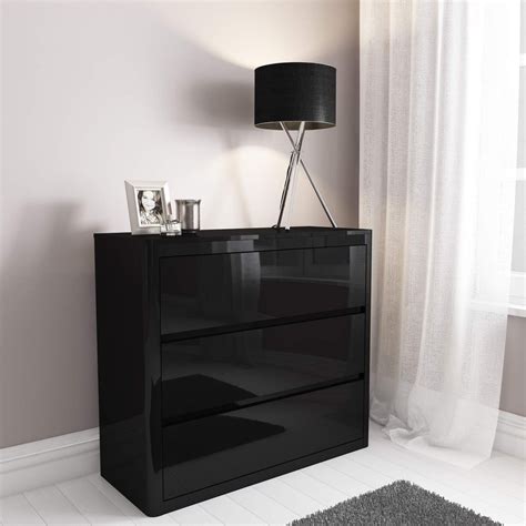 Get the best deals on bedroom chest of drawers of drawers. High Gloss Chest of Drawers Black 3 Drawer Cabinet Bedroom ...