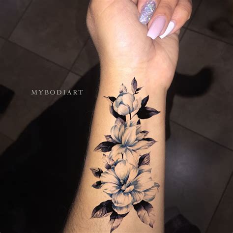 Gabriella Blue Floral Flower Temporary Tattoo Women S Tats Mybodiart