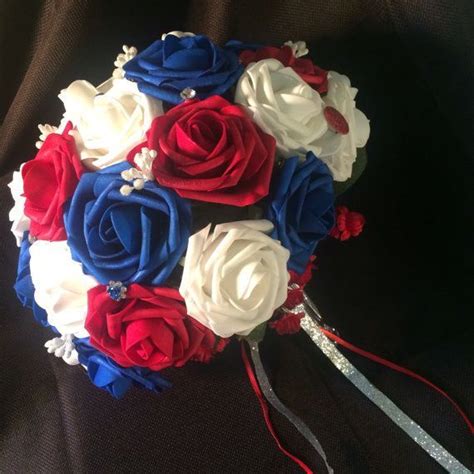 Patriotic Wedding Bouquet Red White And Blue Embellished Bridal