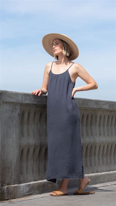 Gauze Maxi Sundress Organic Cotton Clothing Everyday Dresses Clothes
