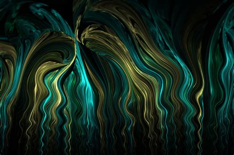 Fractal Apophysis Digital Art 3d Gold Waves Abstract