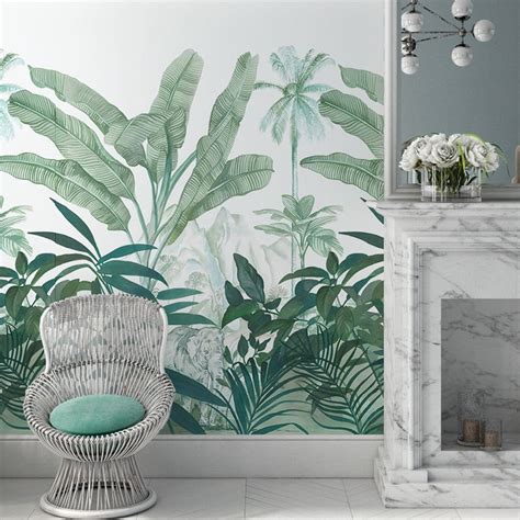 Custom Wallpaper Mural Tropical Rainforest Banana Leaf Bvm Home