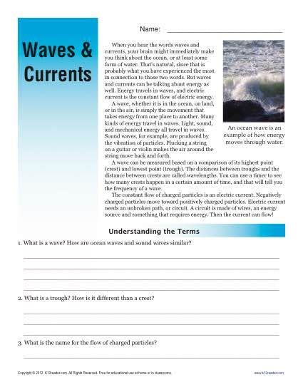 The science process skills reading comprehension. Sixth Grade Reading Comprehension Worksheet | Waves and Currents | Reading comprehension ...