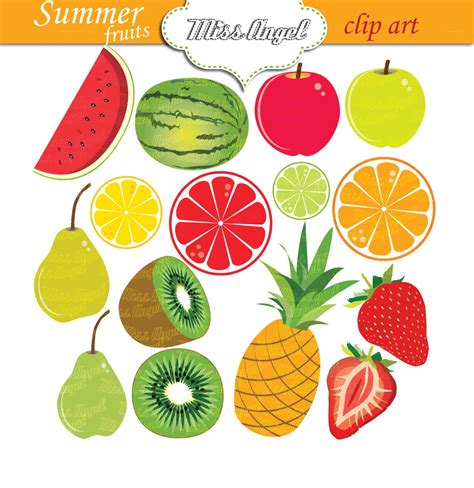 Summer Fruits Clip Art Summer Fruits Digital Fresh Fruit Etsy