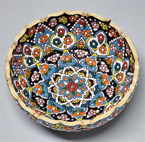Painted Bowls And Plates Of Persian Iranian Ceramic Pottery Enamel