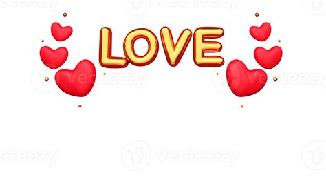 free 3d golden love balloon font with glossy hearts tiny balls on white background 23560389