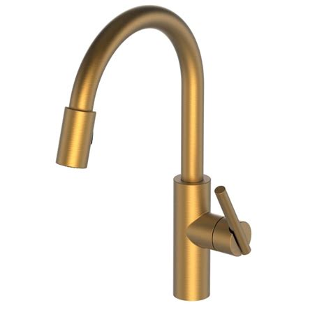 Uncoated brass naturally oxidizes and darkens with age; Newport Brass 1500-5103 East Linear Pull-Down Spray ...
