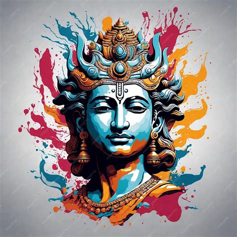 Cara De Lord Vishnu En Efecto De Color De Salpicadura De Arte Foto