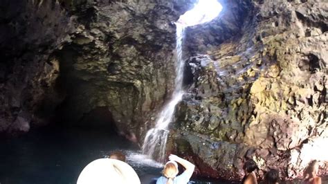 Waterfall Inside A Sea Cave On The Na Pali Coast Kauai Sea Cave