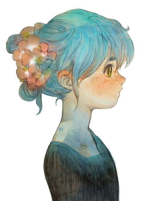 Anime Art Beautiful Blue Hair By Linnaea We Heart It