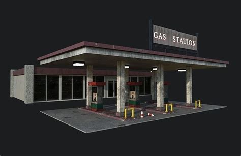 3d Model Gas Station Vr Ar Low Poly Cgtrader