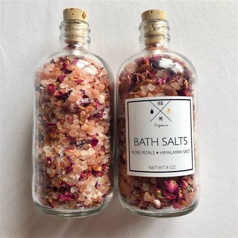 8 Oz Bath Salts Rose Petals Pink Himalayan Salt Epsom Salts