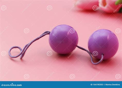 Pink Vaginal Balls On A Pink Background Stock Image Image Of Secret Perineal 164190305