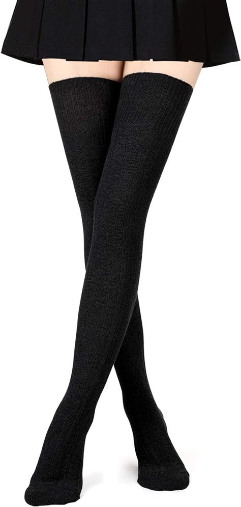 L Lweik Black Thigh High Socks Plus Size Thigh High Stockings Over The