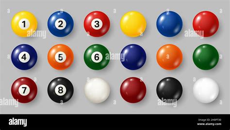 Colorful Billiard Pool Balls With Numbers On Gray Background