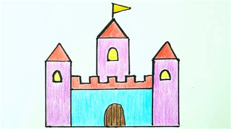 How To Draw A Castle Very Easy Drawing For Kids Youtube