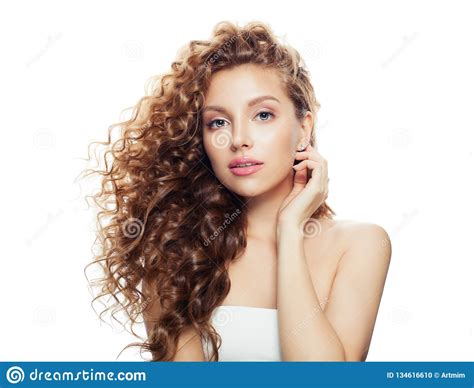 Isolated Woman With Blonde Hair And Healthy Skin Stock