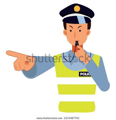 Male Traffic Police Officer Blowing Whistle Stock Vector Royalty Free