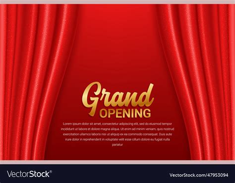 Grand Opening Template With Red Curtain Royalty Free Vector